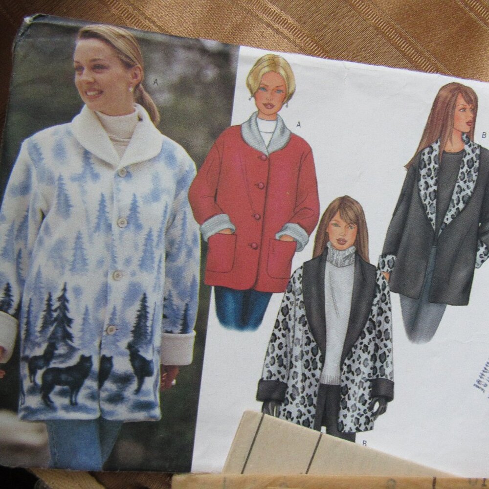 lot of 4 Sewing patterns(Burda,McCalls,Butterick),Coat,Jacket,Hat,Mittens